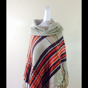 Biscom Orange Poncho Sweater Southwester